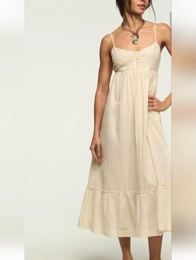 Lucky Brand Embroidered Henley Midi Dress Size Medium